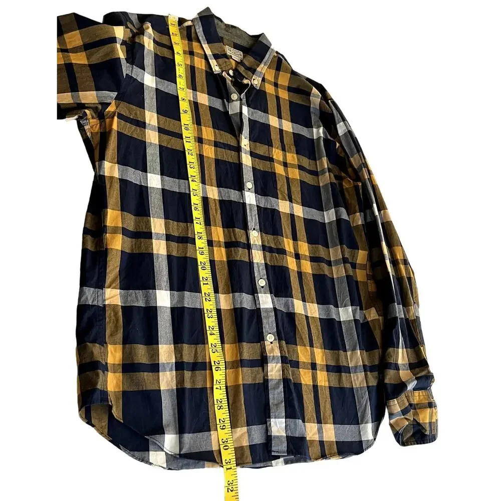 J. Crew Shirt Mens Large Multicolor Plaid Cotton Collar Button Down Long Sleeve